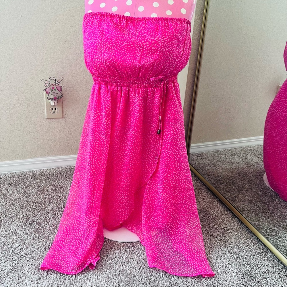 Roxy Strapless Pink Midi Dress SZ LG